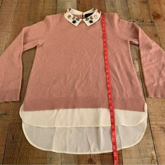 Charter club cashmere luxury women’s sweater with embroidered floral collar -S - Picture 3 of 7